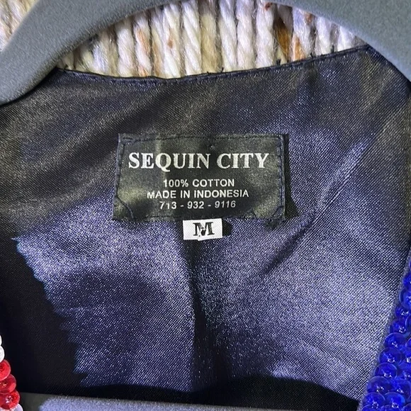 American Patriotic Pride Sequined Vest Size Medium excellent condition! - Picture 2 of 3